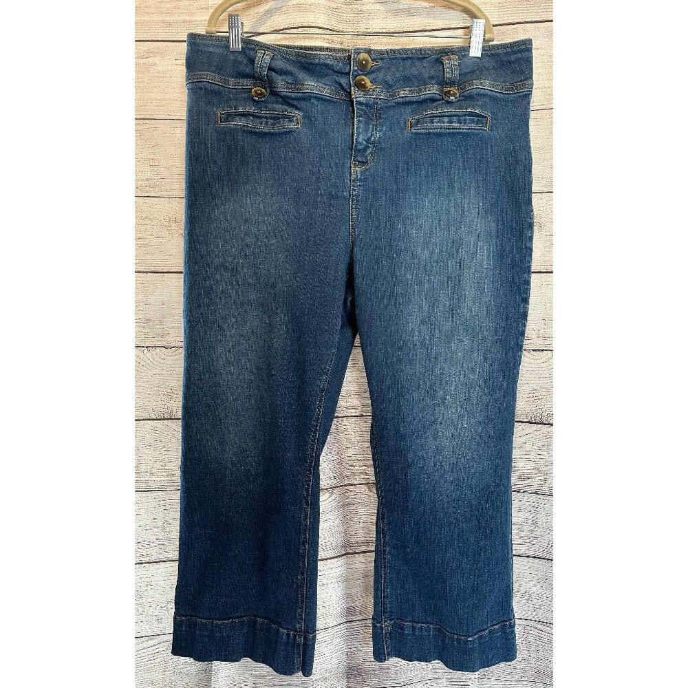 Size 18 Anthropologie Pilcro High Rise Cropped Wide Leg Sailor Jeans women's